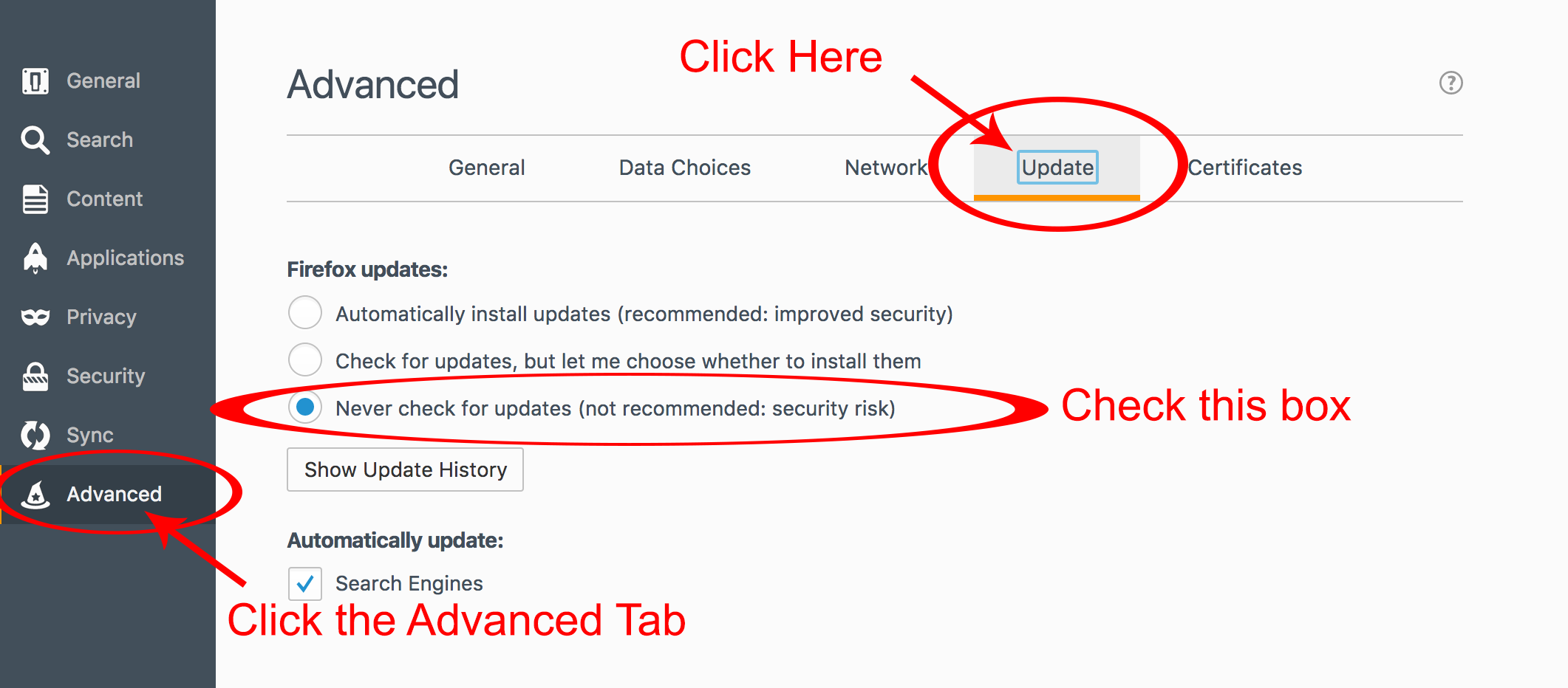 Disable Firefox ESR Updates